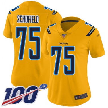 Los Angeles Chargers NFL Football Michael Schofield Gold Jersey Women Limited #75 100th Season Inverted Legend